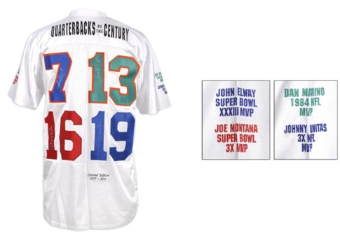 Quarterbacks Of The Century Autographed Jersey with Stats on Sleeves